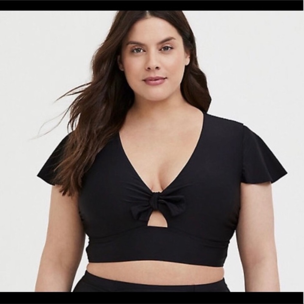 Torrid Size 3 bikini flutter sleeves ties under bust black